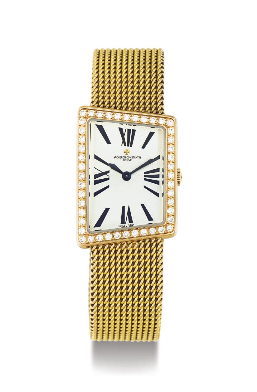 VACHERON CONSTANTIN. A LADY'S 18K GOLD AND DIAMOND BRACELET WATCH