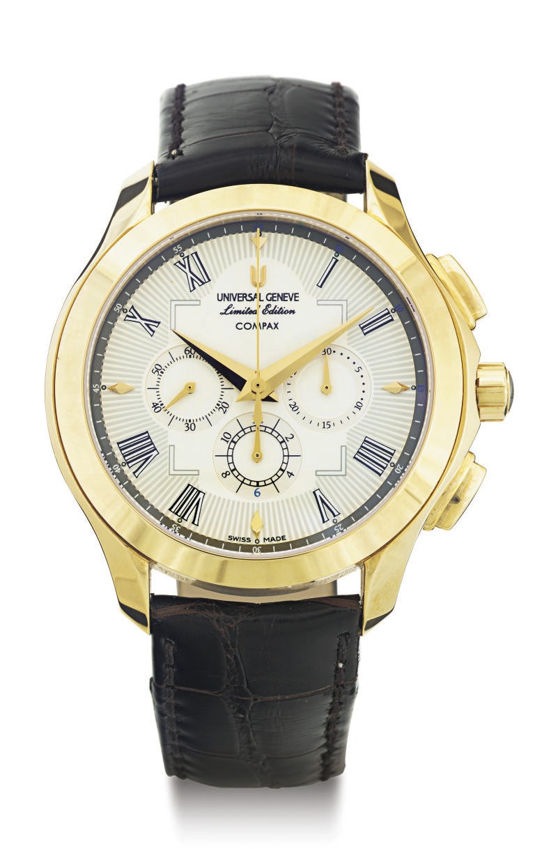 UNIVERSAL.  A LIMITED EDITION 18K GOLD CHRONOGRAPH WRISTWATCH
