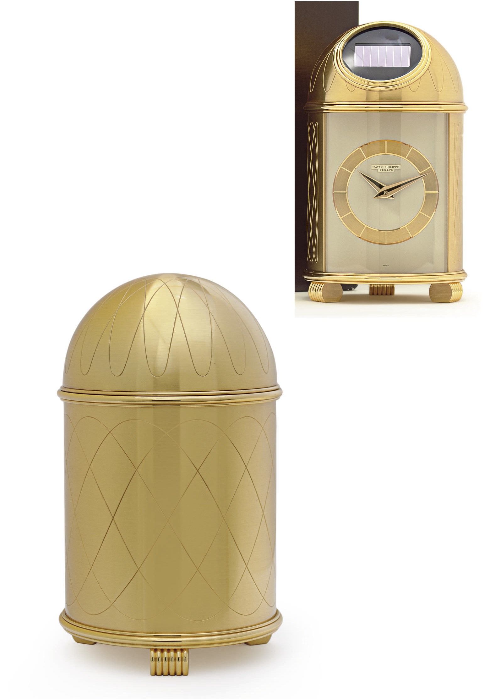 PATEK PHILIPPE.  A FINE AND EARLY GILT BRASS SOLAR TABLE CLOCK