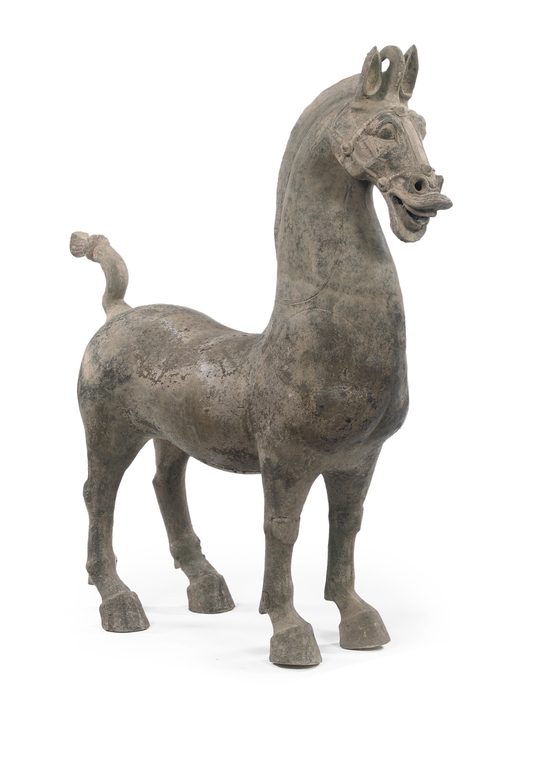 A massive Chinese Sichuan painted grey pottery figure of a horse