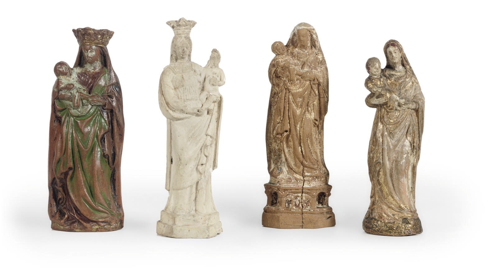 A CLAY GROUP OF THE VIRGIN AND CHILD