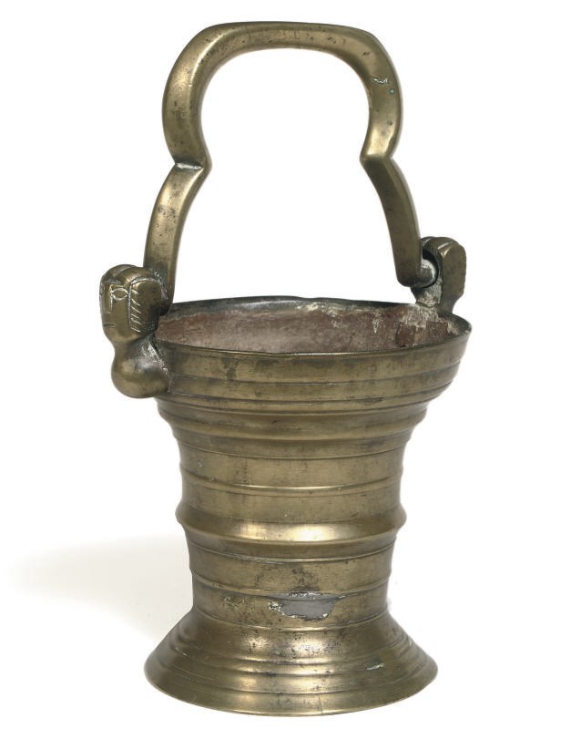 A BRASS HOLY WATER BUCKET