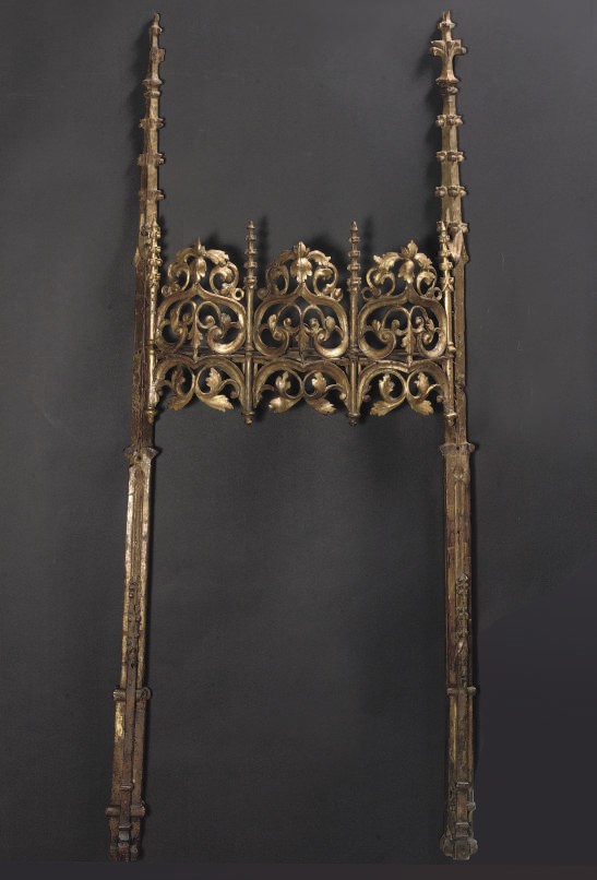 THREE GILT CARVED WOOD ORNAMENTS