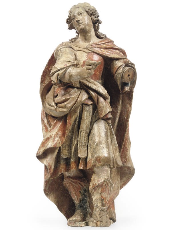A POLYCHROME CARVED LIMEWOOD FIGURE OF KING DAVID
