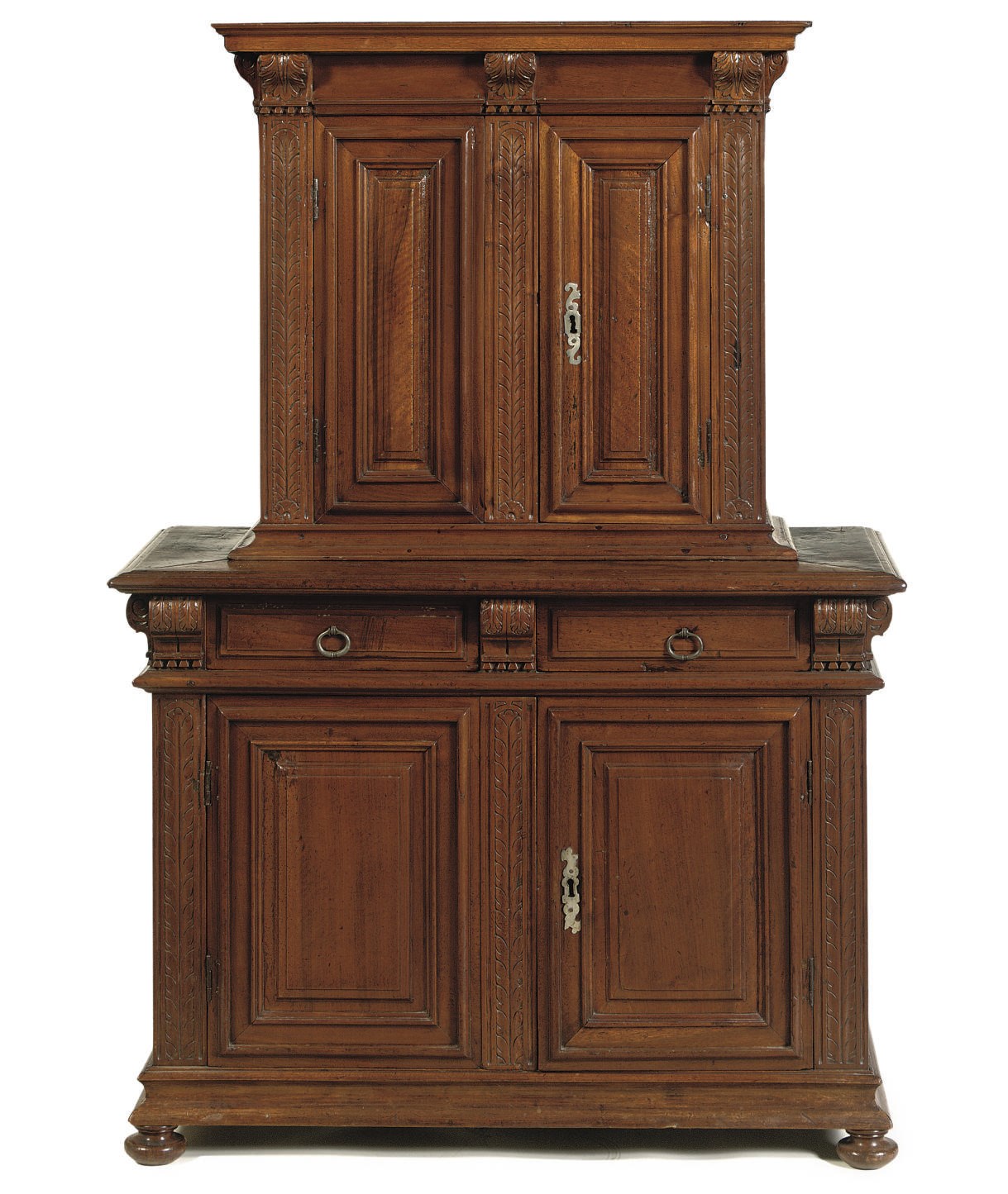 A FRENCH WALNUT 'MEUBLE A DEUX CORPS'