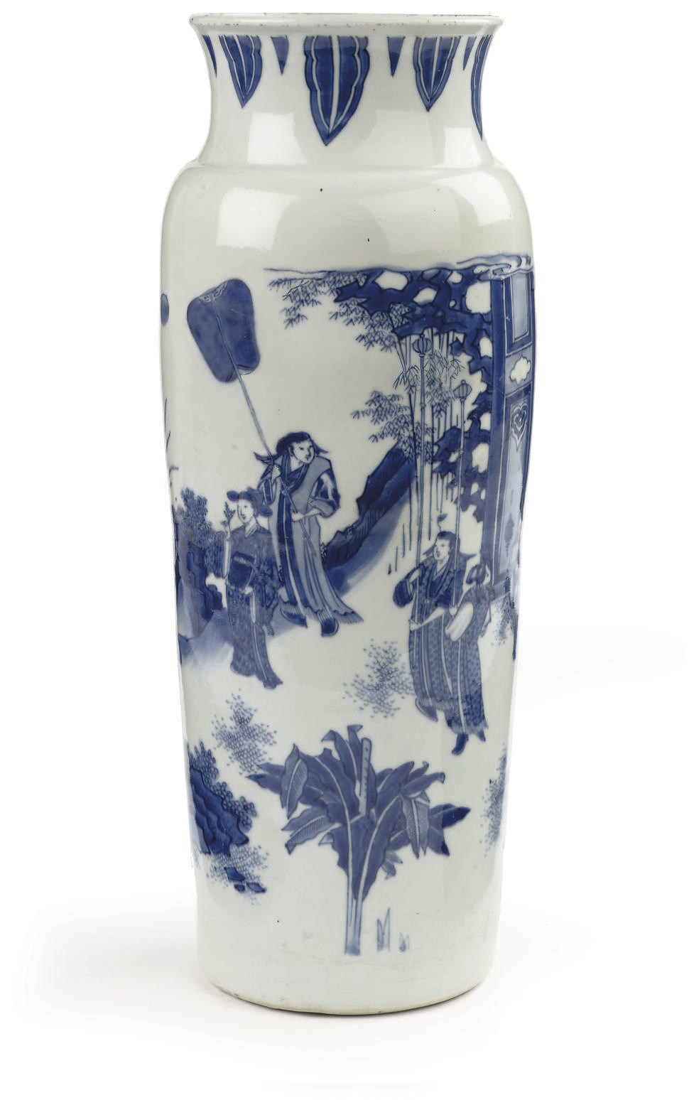 A Chinese Transitional blue and white sleeve vase