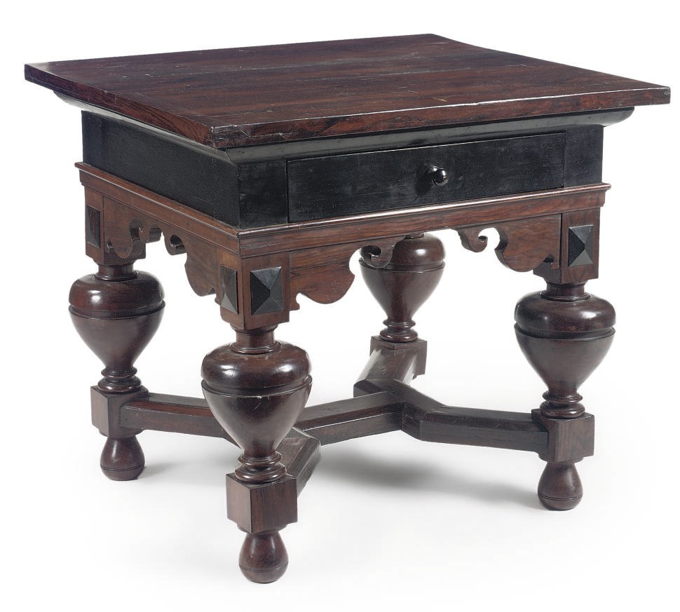 A DUTCH AMARANTH AND EBONIZED TABLE