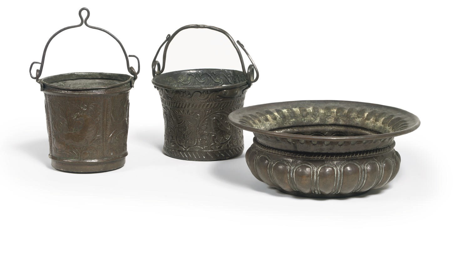 A REPOUSSE COPPER POT