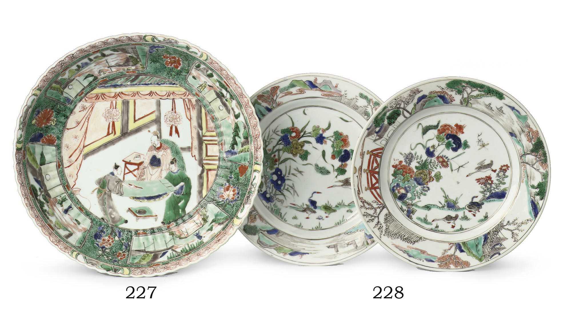 A pair of Chinese famille verte plates