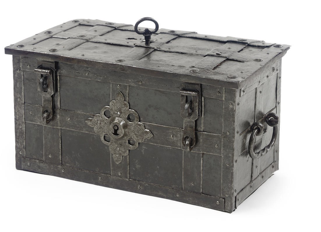 A SOUTH-GERMAN IRON MONEY CHEST