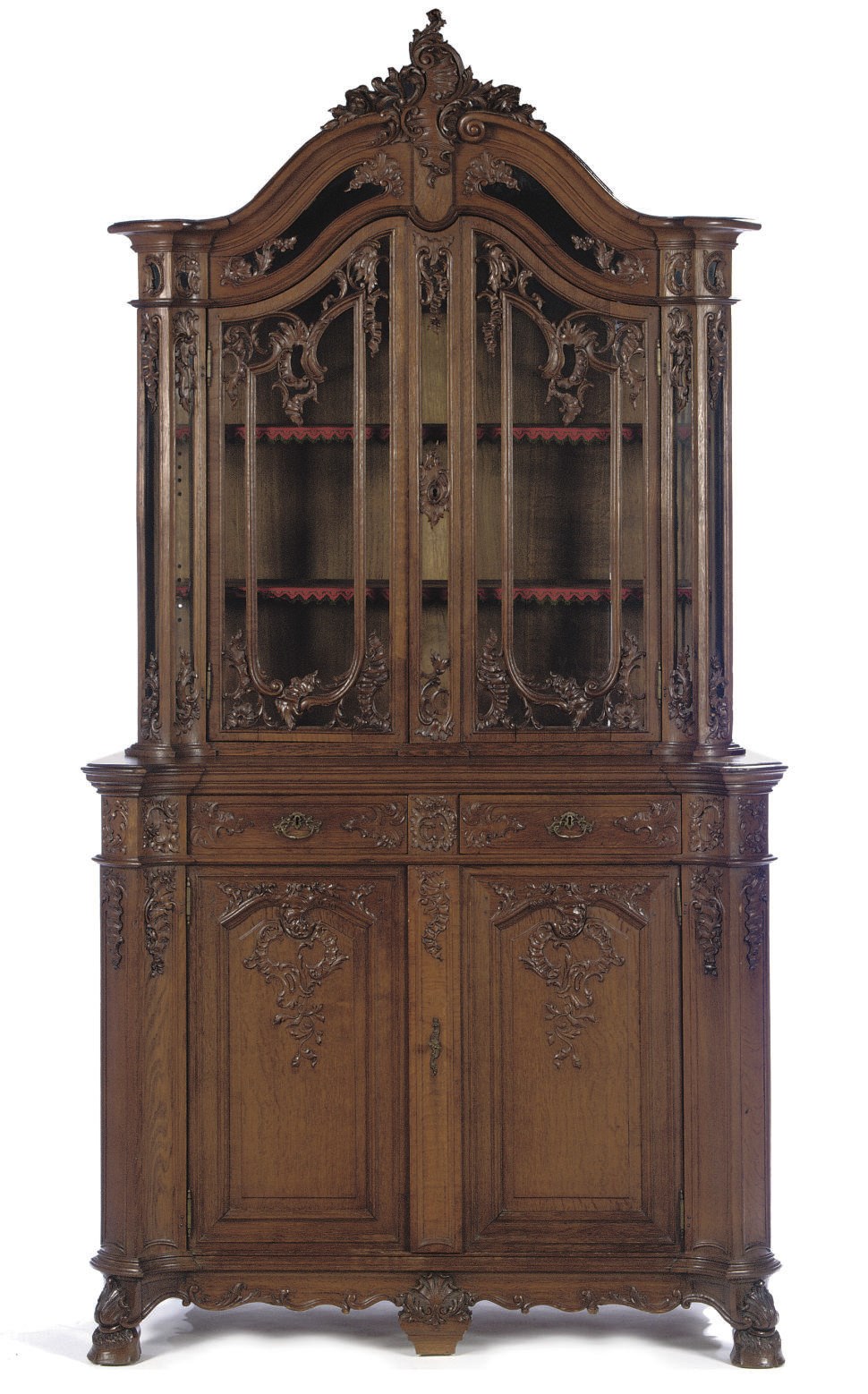 A FLEMISH OAK DISPLAY CABINET