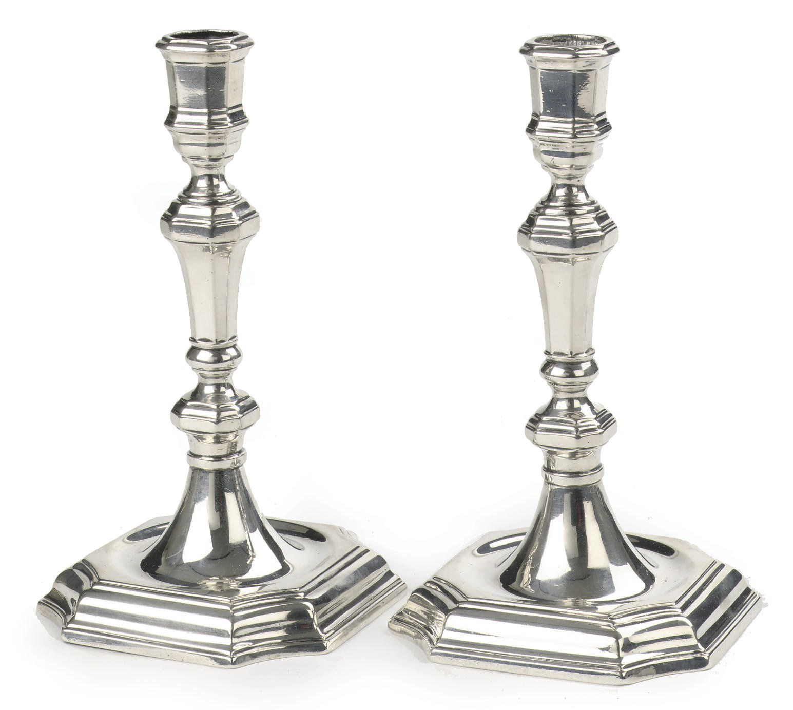 A pair of Dutch silver candlesticks