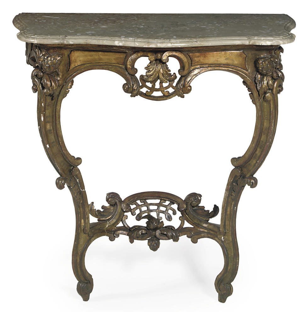 A GERMAN GILTWOOD CONSOLE