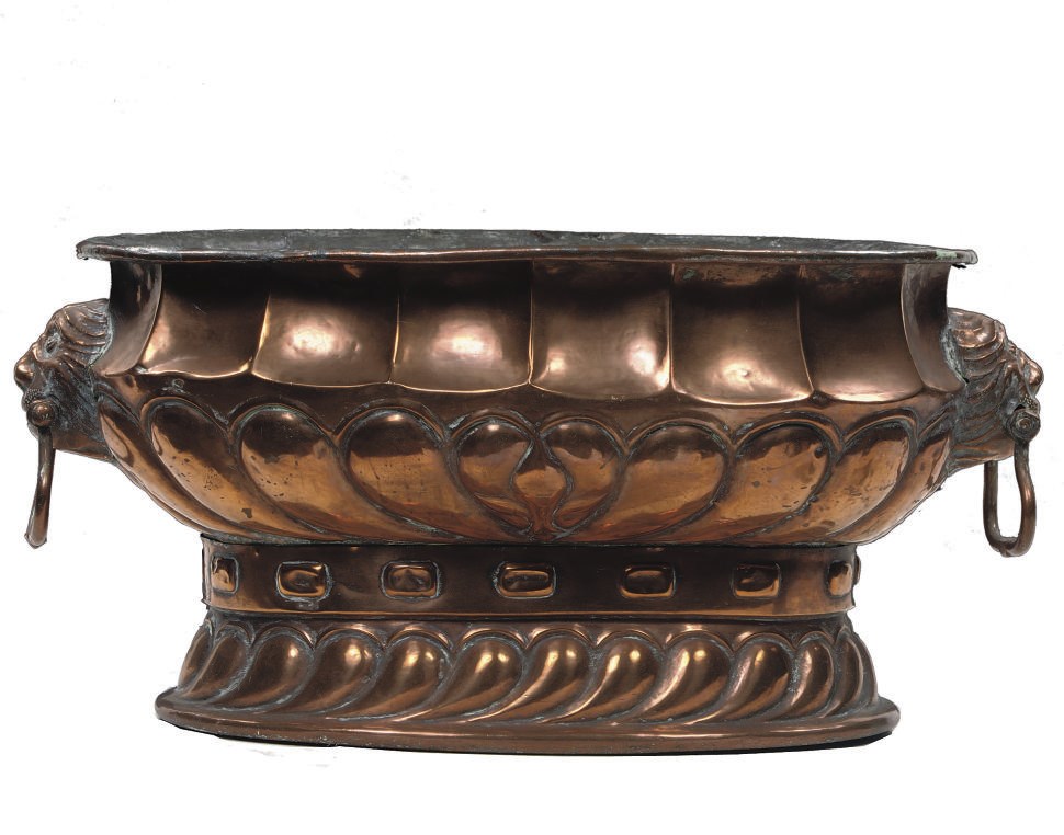 A SOUTH GERMAN REPOUSSE COPPER WINE COOLER