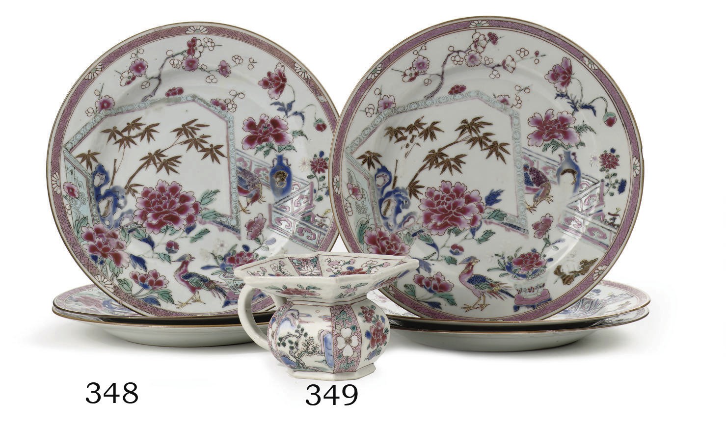 A set of six Chinese famille rose plates