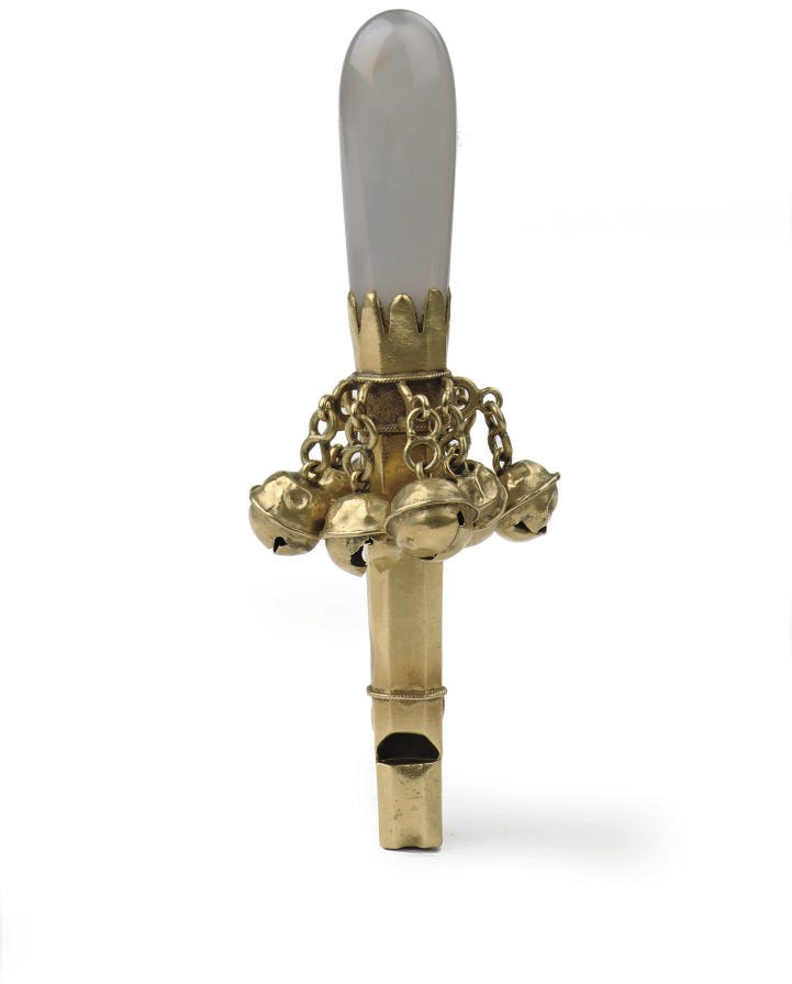 A Dutch gold child's rattle