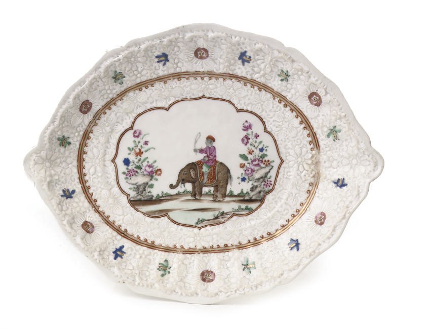 A Chinese famille rose dish for the Indian market