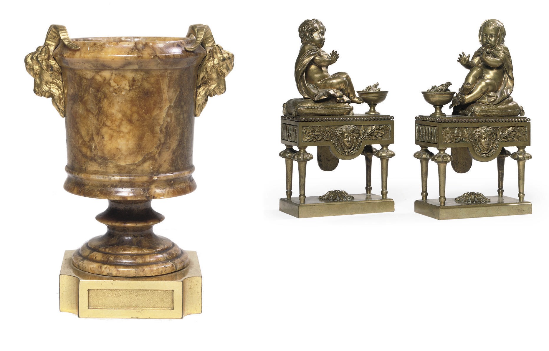 A PAIR OF FRENCH ORMOLU CHENETS