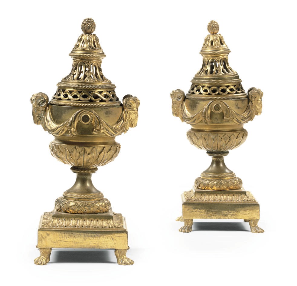A PAIR OF NORTH EUROPEAN ORMOLU CASSOLETTES