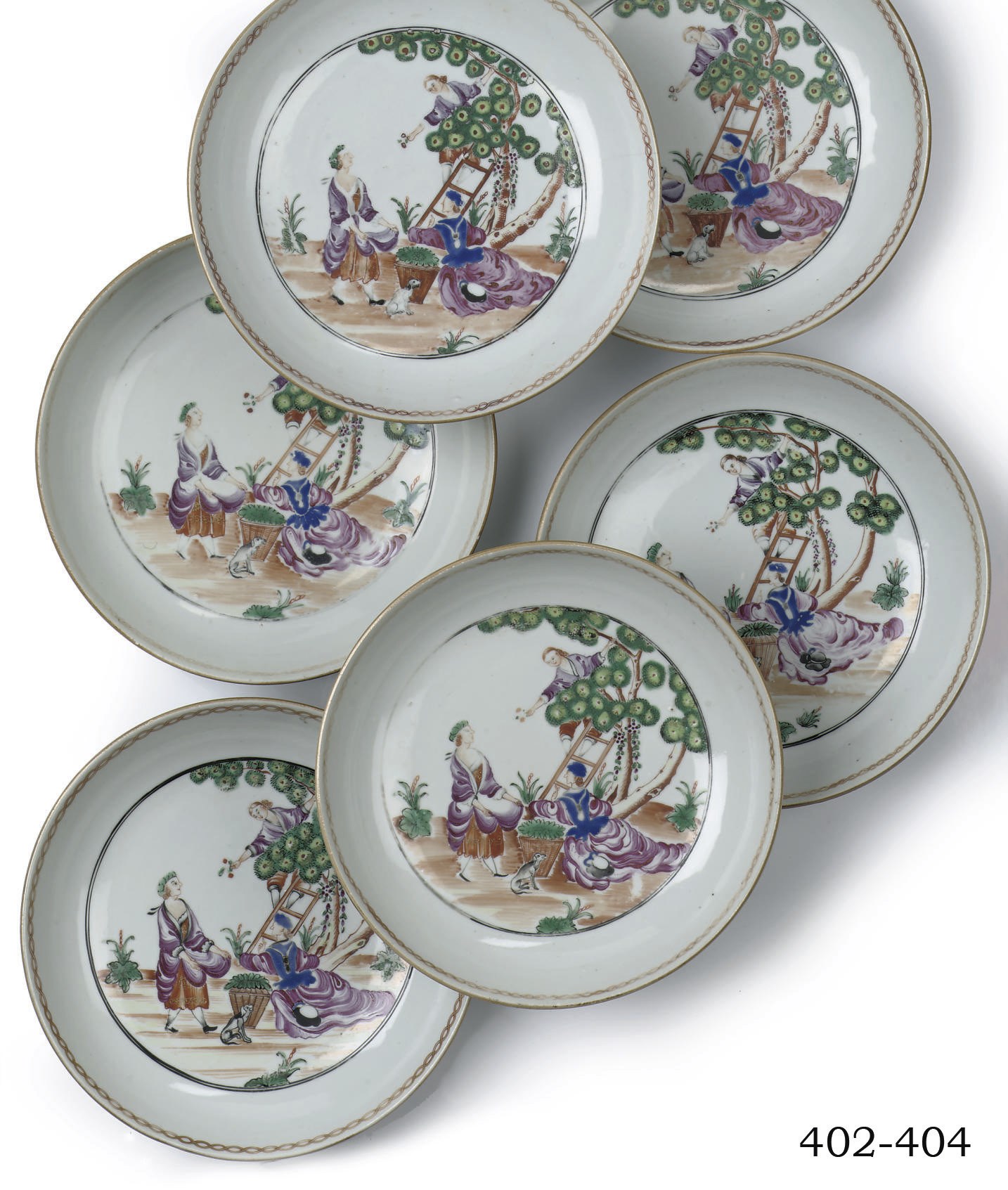 A pair of Chinese famille rose 'Cherry Pickers' plates