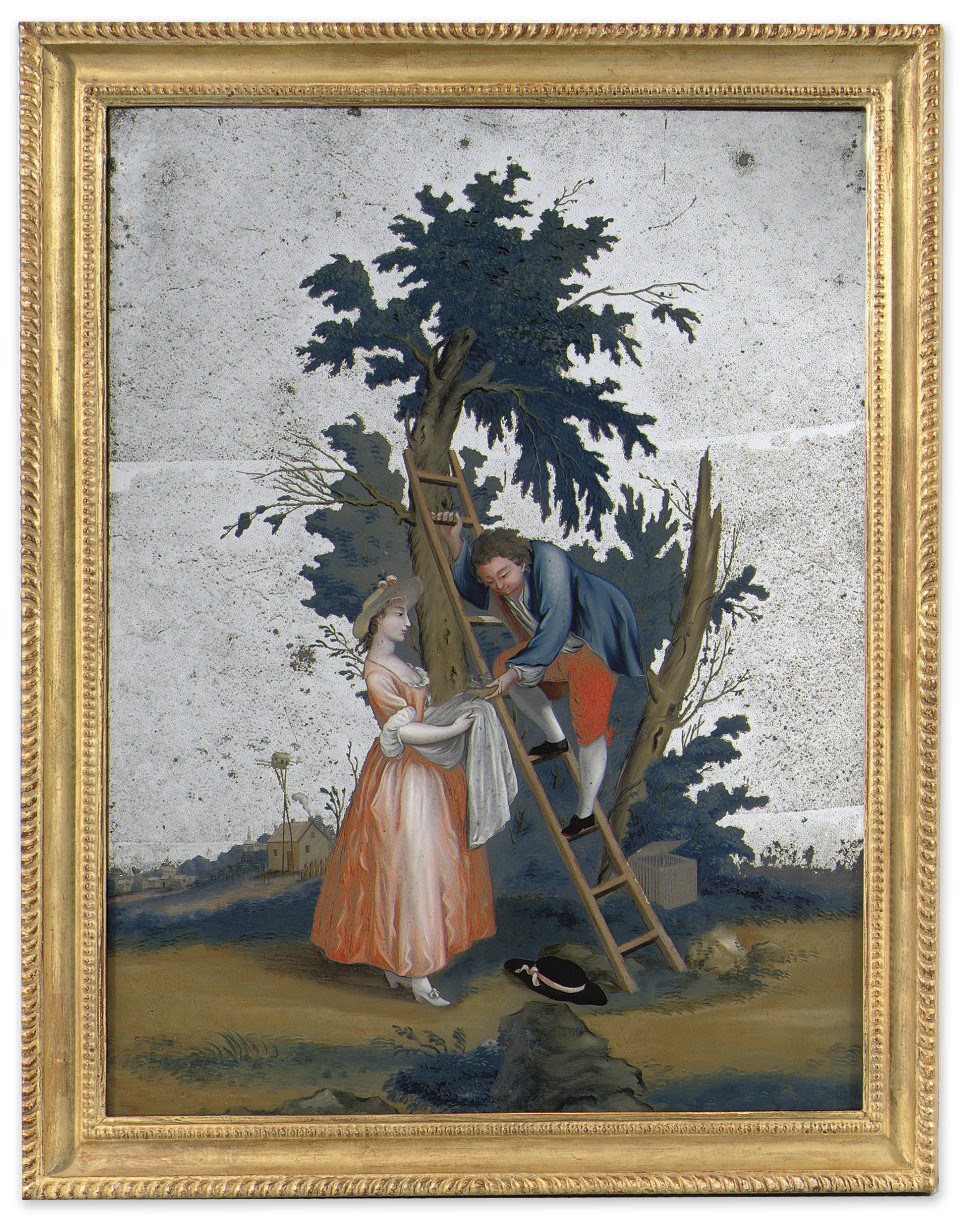 A Chinese European-subject mirror painting