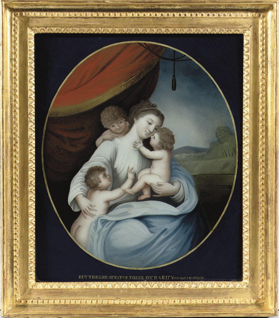 A Chinese oval European-subject reverse-glass painting