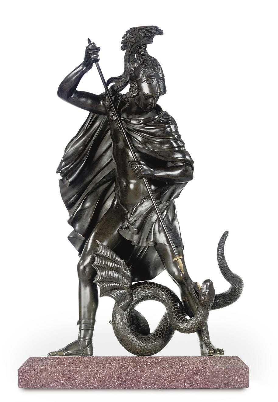 A PARCEL-GILT BRONZE GROUP OF SAINT-GEORGE SLAYING THE DRAGON