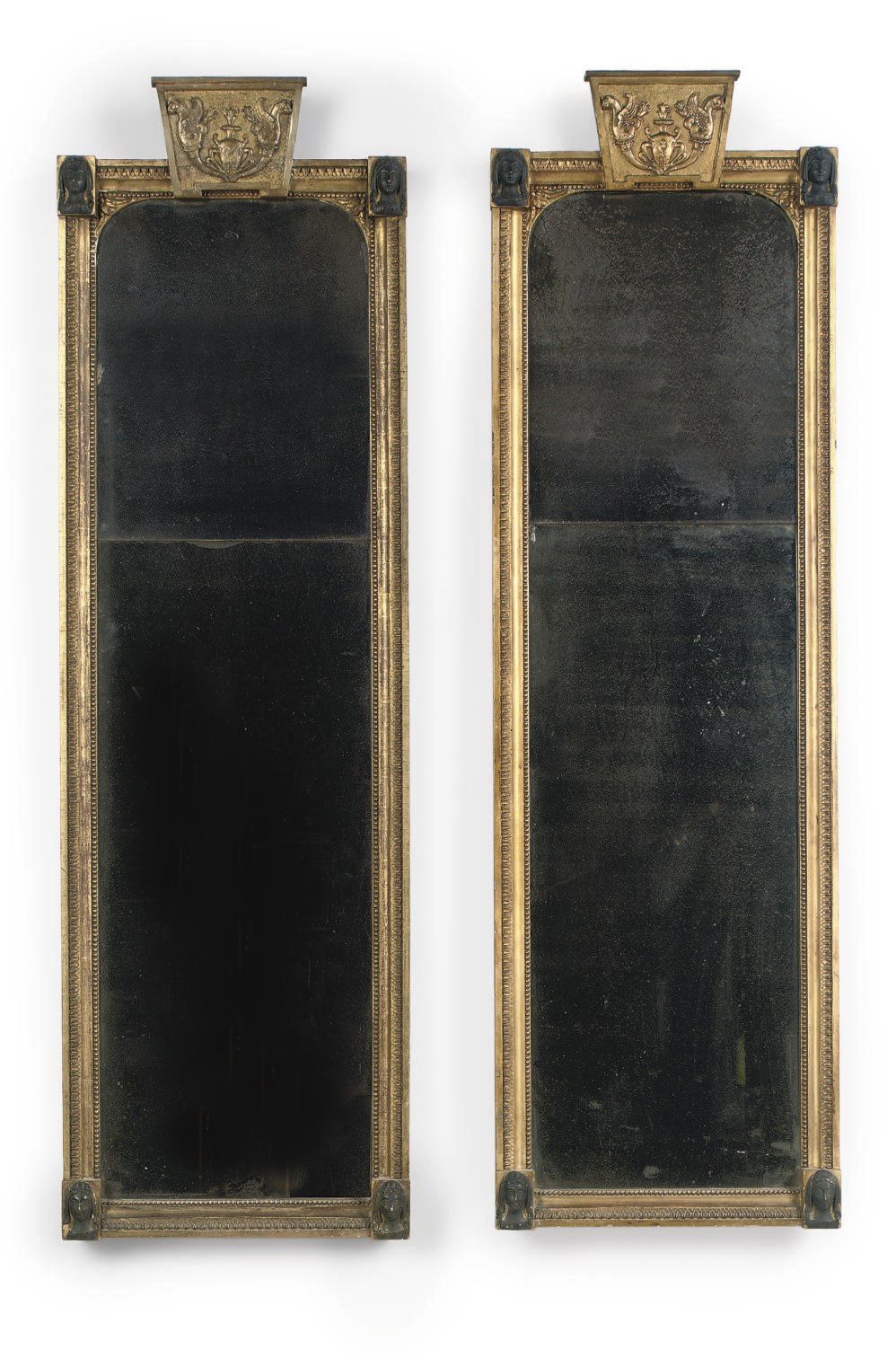 A PAIR OF DUTCH GILTWOOD AND BRONZED WOOD PIER GLASSES