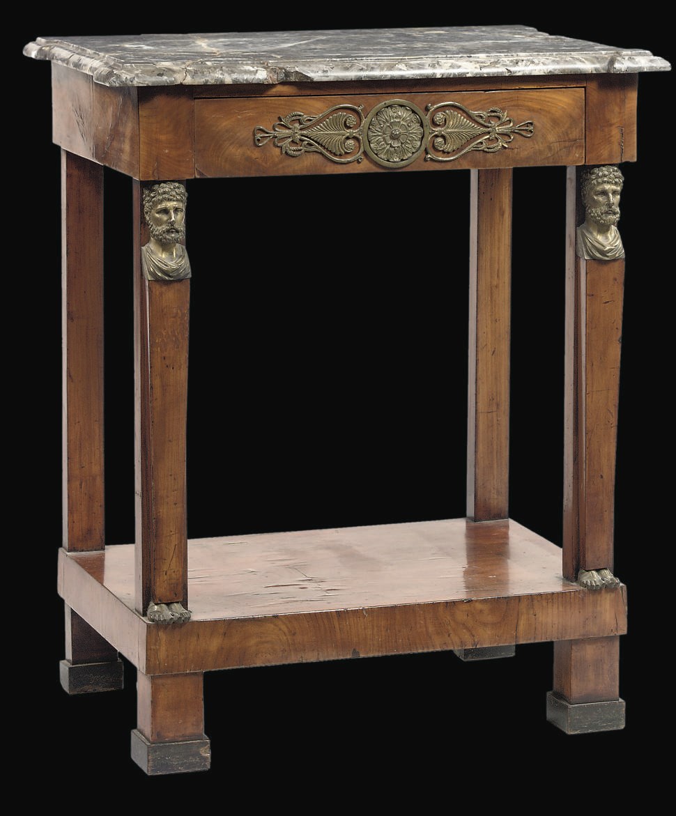 A SOUTH WEST GERMAN ORMOLU-MOUNTED CHERRYWOOD CONSOLE TABLE