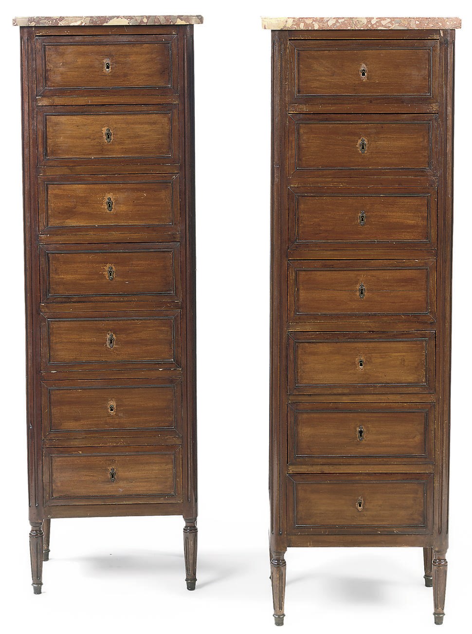 A PAIR OF FRENCH MAHOGANY SEMAINIERS