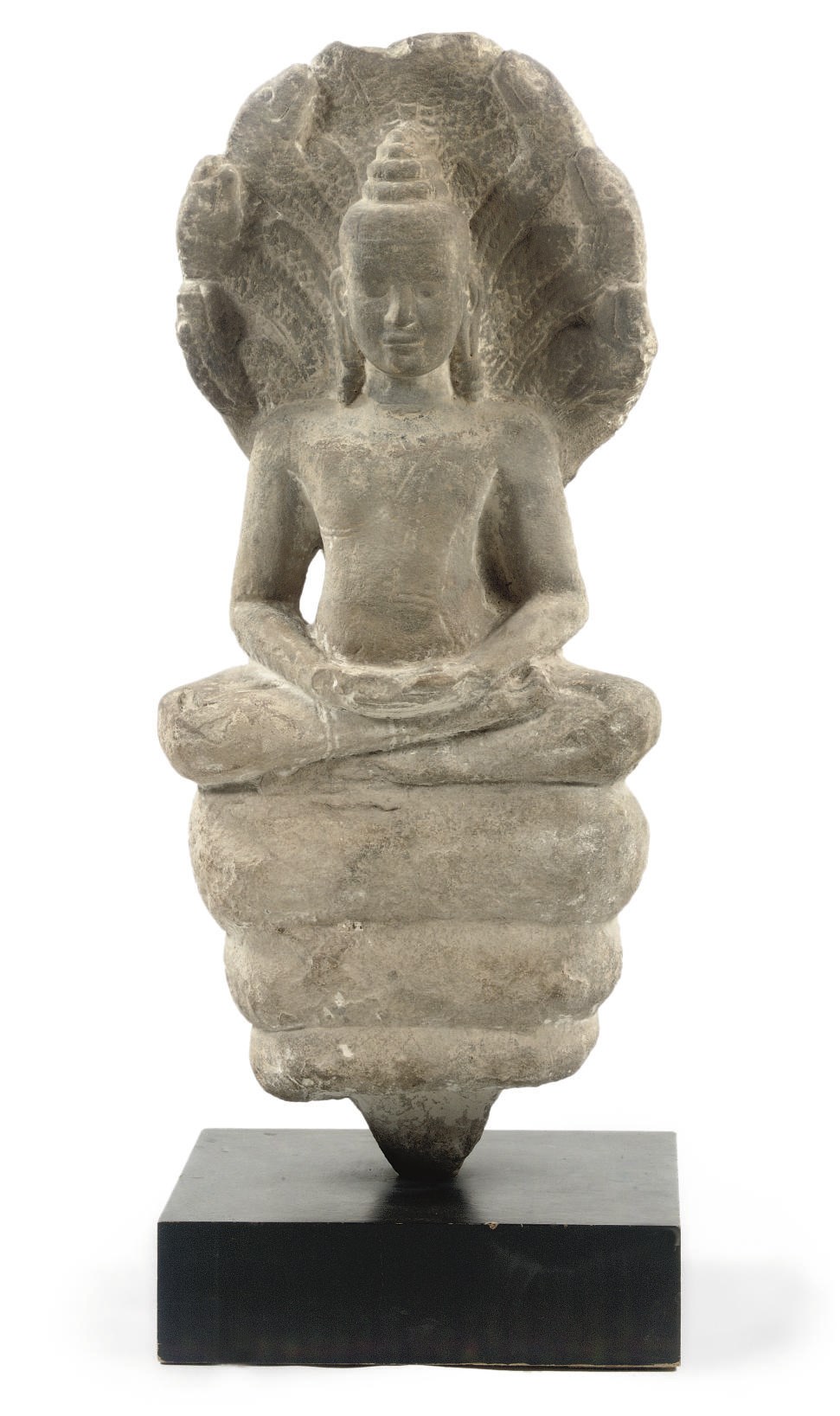 A Khmer, Lobpuri style, sandstone figure of Buddha Muchalinda