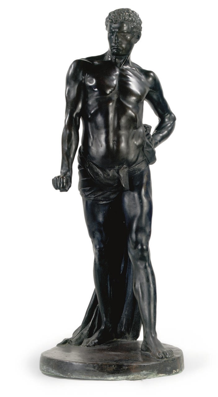 A BRONZE FIGURE OF A MAN 'MUCIUS SCAEVOLA'