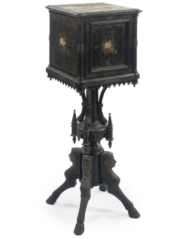 A NAPOLEON III POLYCHROME-PAINTED AND PARCEL-GILT SAFE