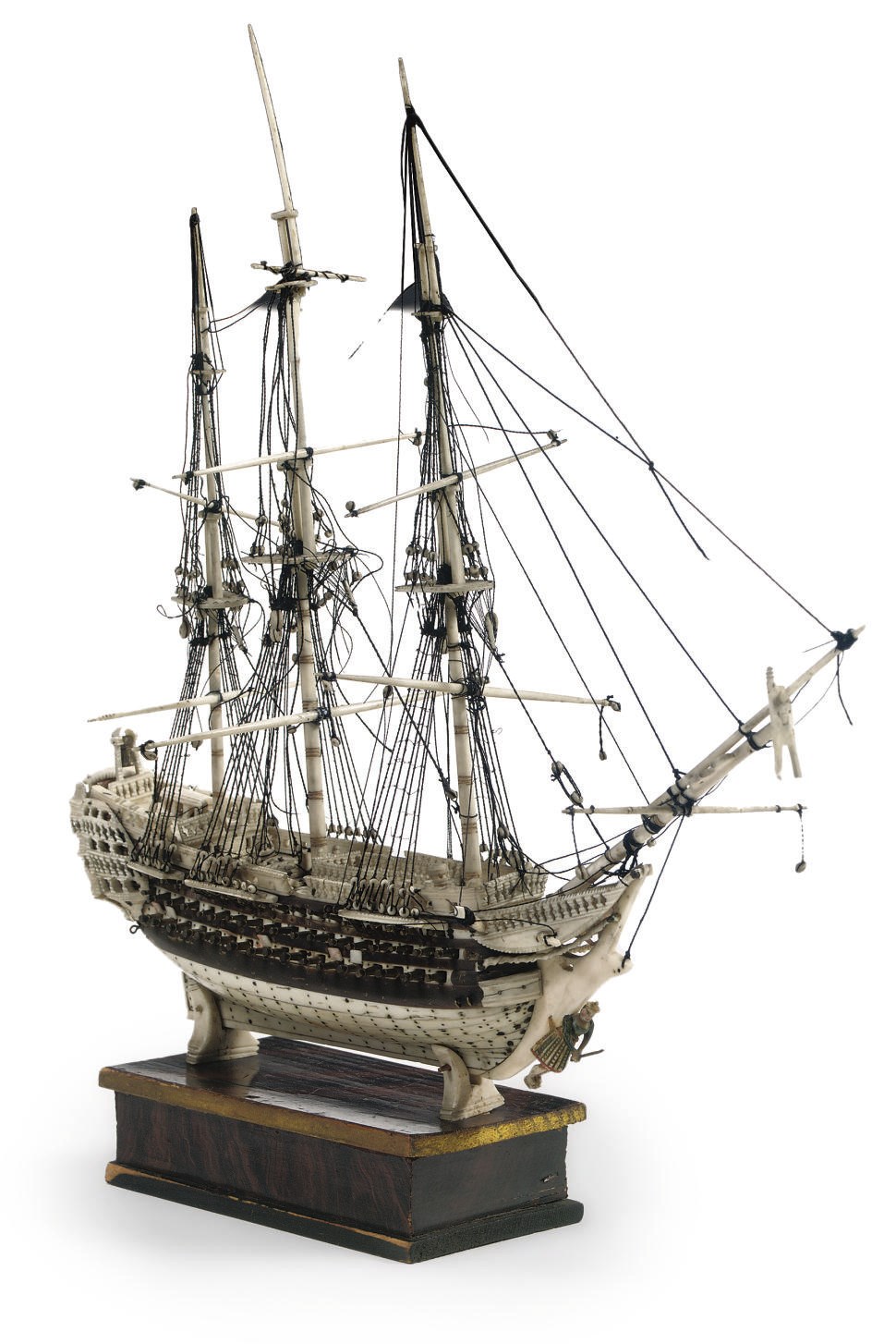 A FULLY RIGGED MINIATURE MODEL OF A THREE-MASTED VESSEL