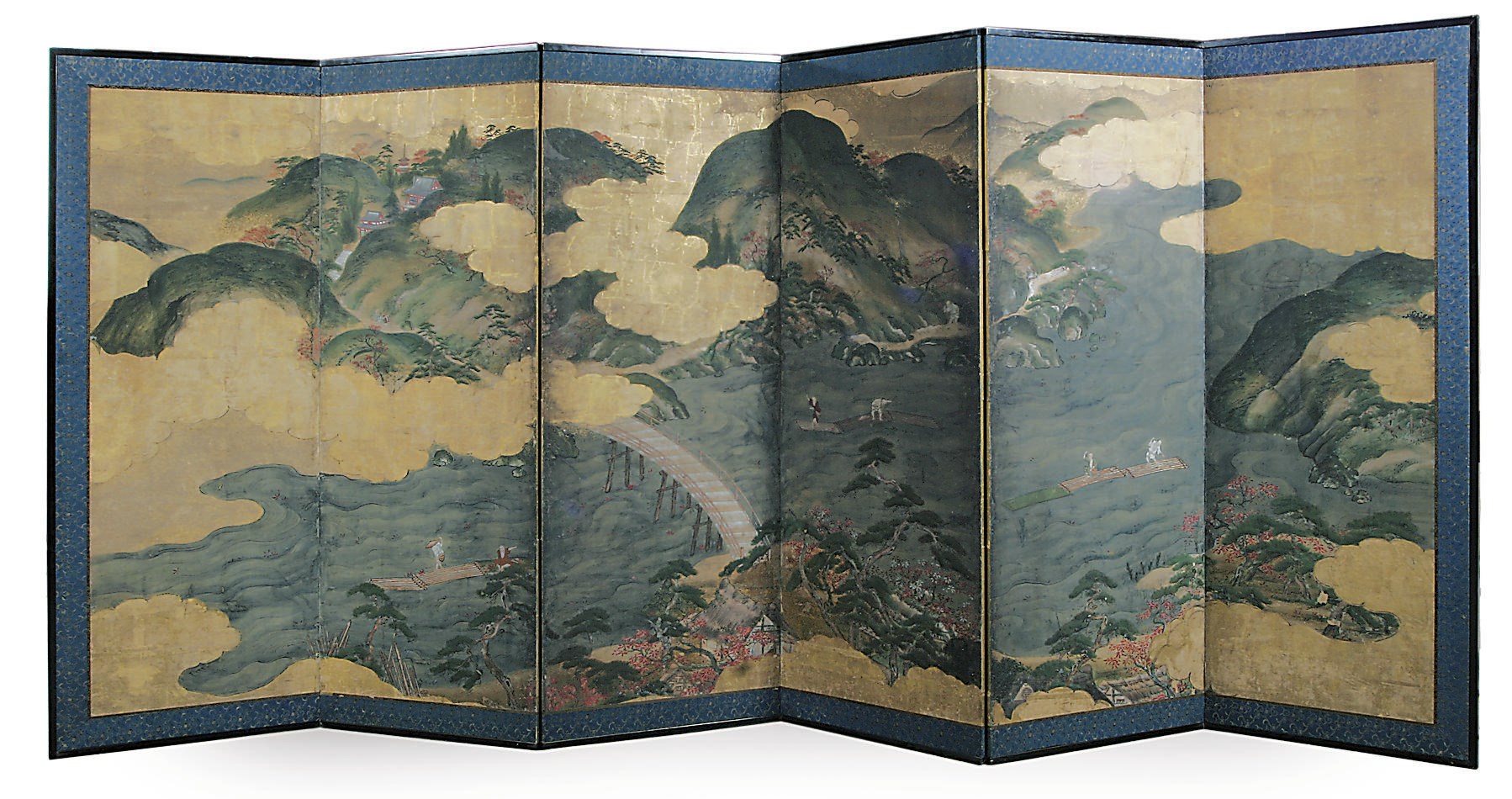 A Japanese six-panel folding screen