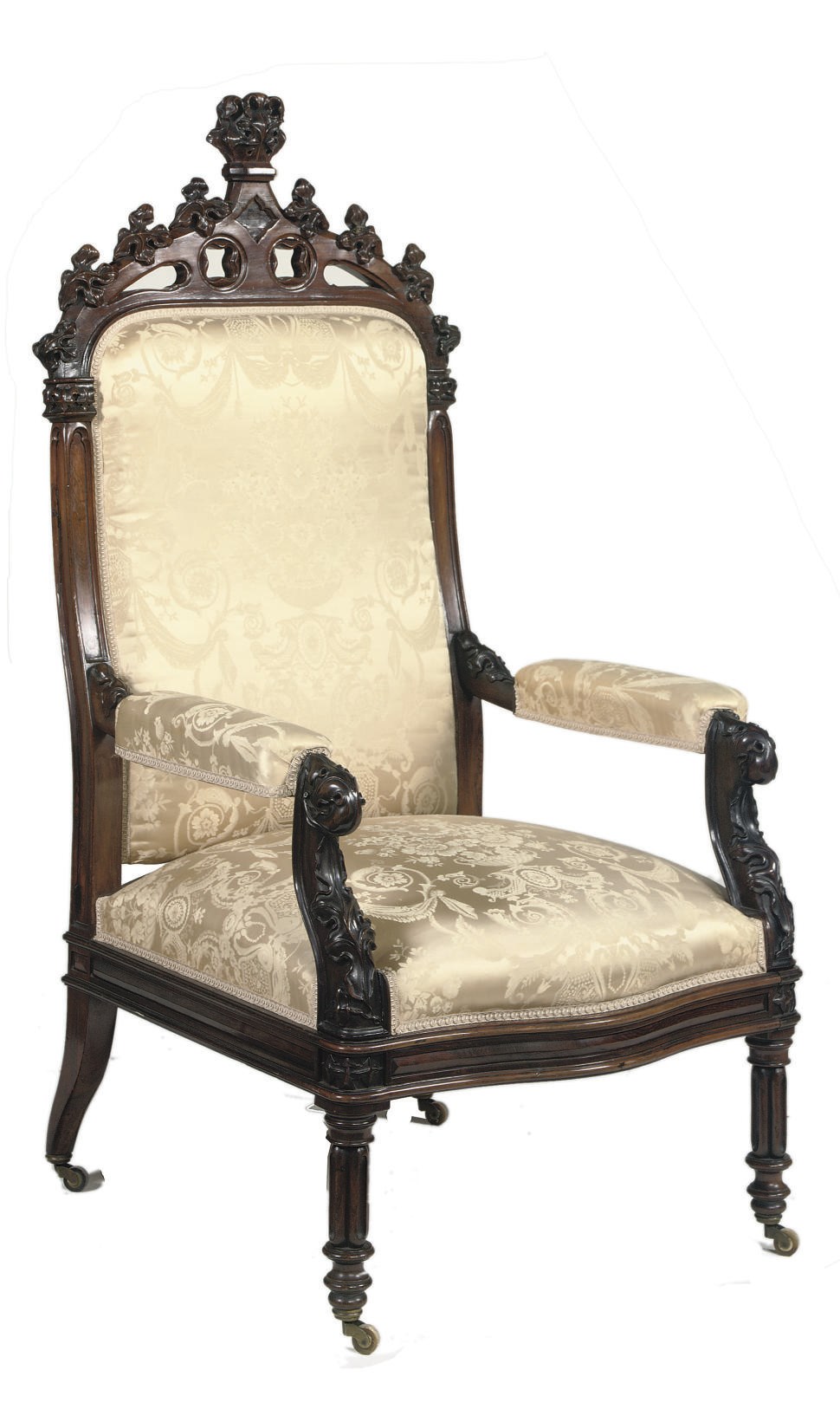 A VICTORIAN ROSEWOOD ARMCHAIR