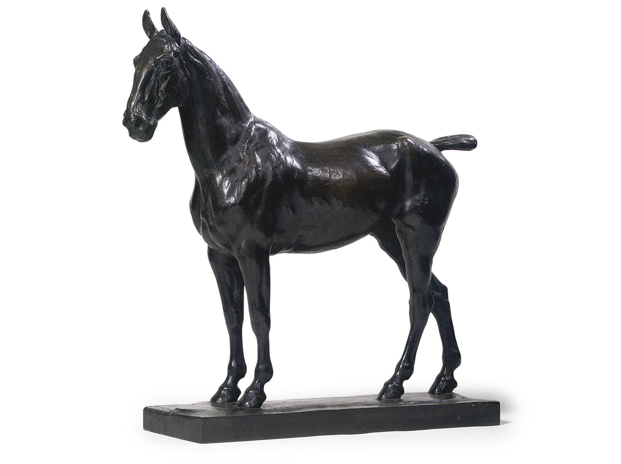 A BRONZE FIGURE OF A HORSE