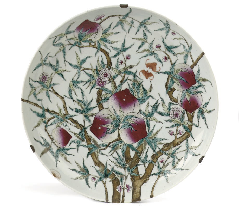 A Chinese famille rose 'peach' charger
