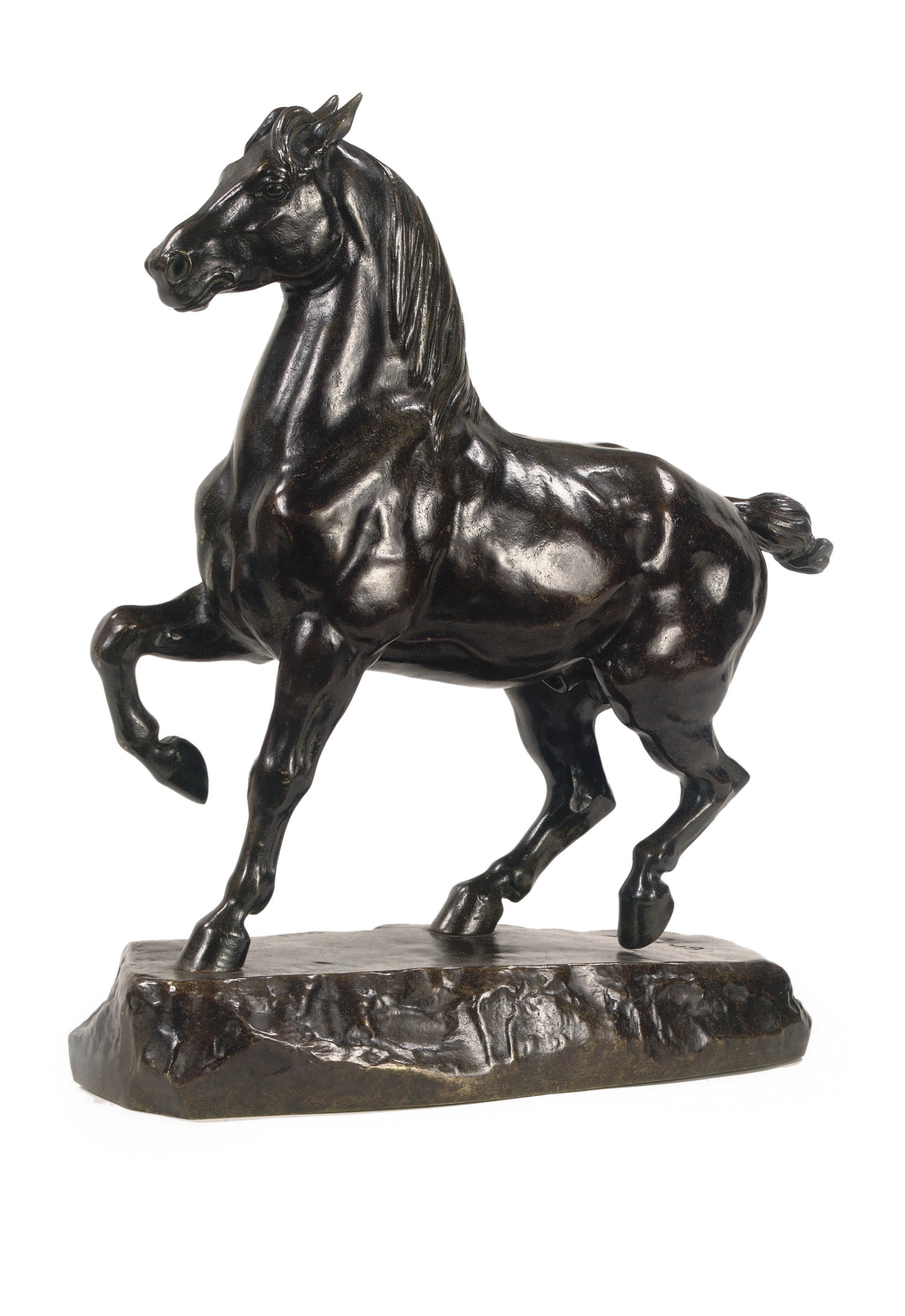 A FRENCH BRONZE FIGURE OF A HORSE 'CHEVAL PERCHERON'