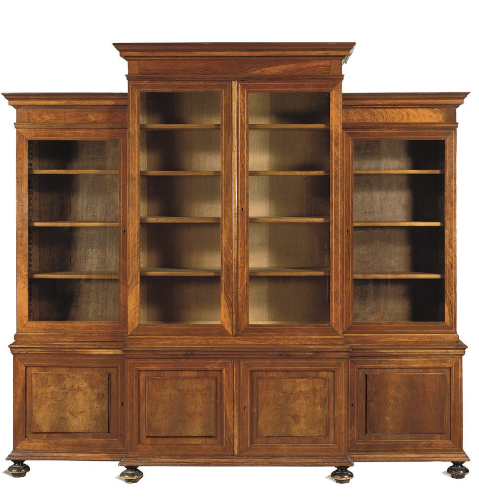 A DUTCH ROSEWOOD BREAKFRONT BOOKCASE