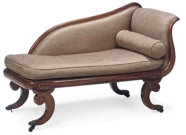 A REGENCY MAHOGANY CHAISE LONGUE