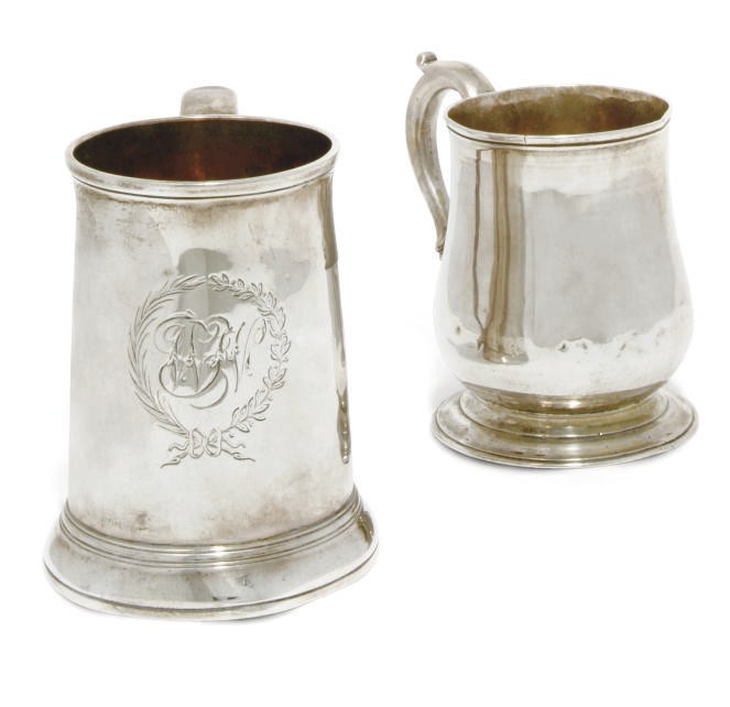 A GEORGE II PLAIN BALUSTER SILVER CHILD'S MUG