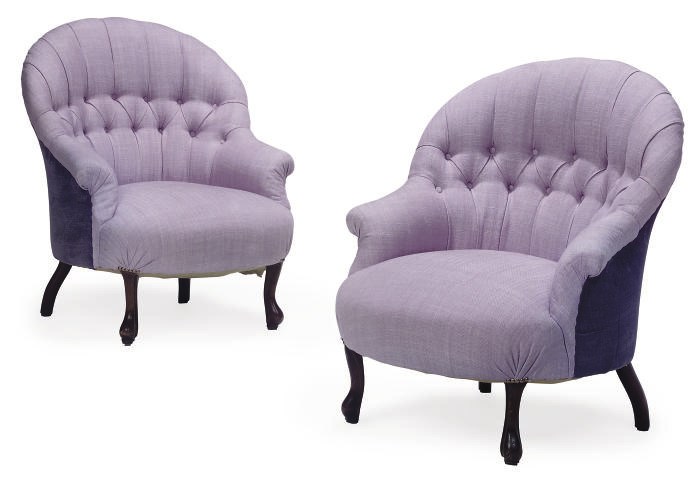 A PAIR OF VICTORIAN WALNUT TUB CHAIRS