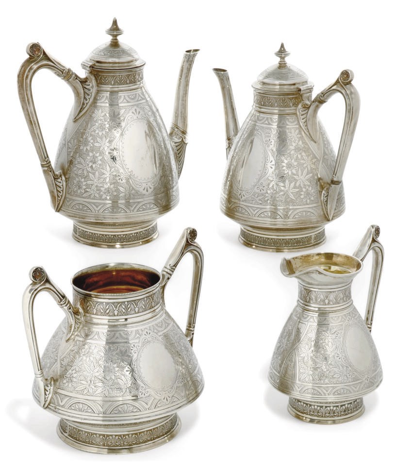 A VICTORIAN FOUR-PIECE SILVER TEA AND COFFEE SERVICE
