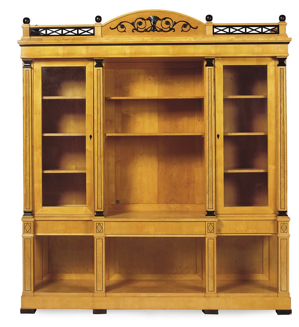 A NORTH EUROPEAN BIRCH AND KARELIAN BIRCH INLAID BOOKCASE