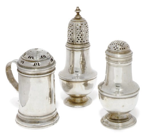 A QUEEN ANNE SILVER KITCHEN PEPPER