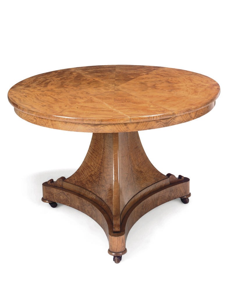 A NORTH EUROPEAN FIGURED ASH CENTRE TABLE