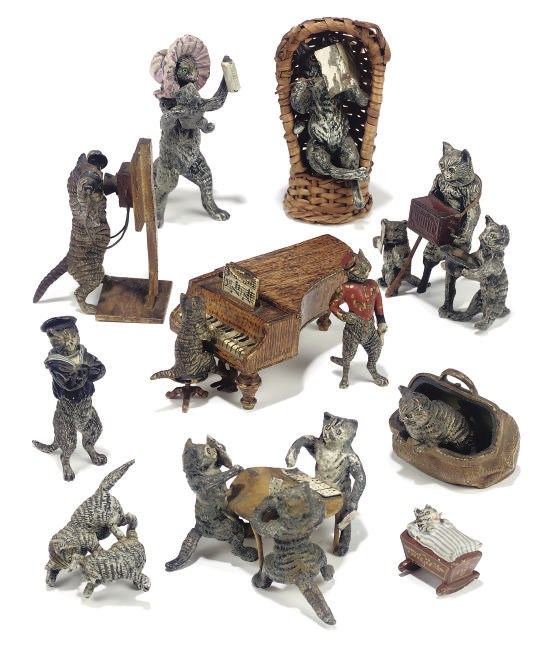 A COLLECTION OF AUSTRIAN COLD-PAINTED BRONZE AND LEAD FIGURES OF CATS
