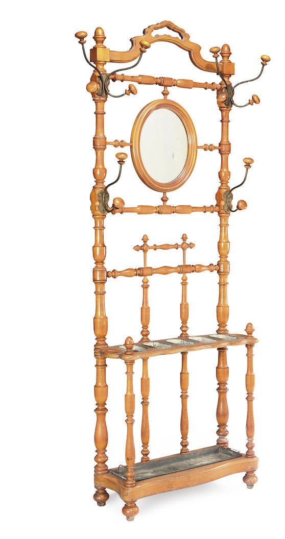 A FRENCH BEECH HALL STAND