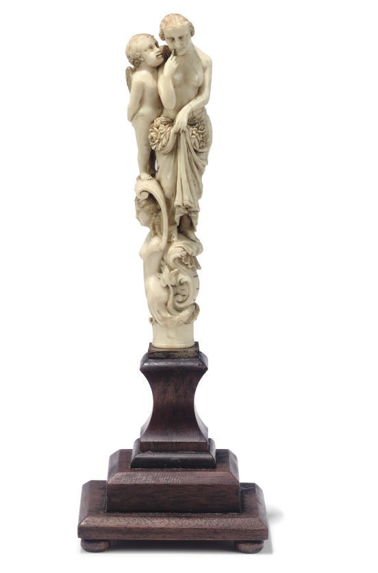 A GERMAN IVORY KNIFE HANDLE